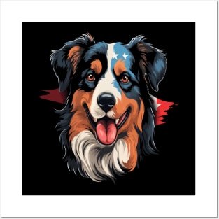 Patriotic Australian Shepherd Posters and Art